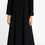 Vintage Donnybrook 100% Wool Women's 4 Black Trench Coat Genuine Rabbit Fur Hood Photo 0