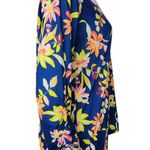 Caribbean Joe Women's Large Blue Floral Blouse 3/4 Sleeves Tie Detail NWT Cruise Photo 10