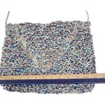 Paper Straw Colorful Crossbody bag, Teal, dark blue, Tan. Snap button closu… Blue Photo 8