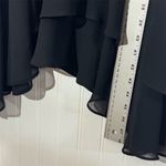 Sandra Darren Women’s Black Evening Midi Dress 12 Beaded Flutter Sleeve Chiffon Photo 5