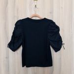 frame denim Frame Frankie Top Size M Black Organic Cotton Puff Sleeve Parisian Quiet Luxury Photo 5