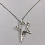 Silver tone Star & rhinestone pendant necklace punk emo Photo 1