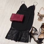 Rare London  Black Lace Hem Dress NEW Photo 0