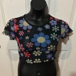 Sheer flower top Black Photo 0