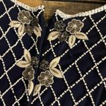 Papell Boutique Navy Beaded Evening Dress Size 12 Photo 9