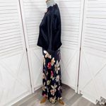 Vintage Platinum Satin Floral Maxi Skirt Crop Jacket Top Set Blue Multi Medium Photo 2