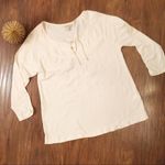 Lucky Brand Womens Scoop Neck Embroidered Cotton Peasant Blouse Cream Sz L Photo 2
