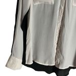 EXPRESS White Black Portofino Sheer Long Sleeve Button Up Shirt Size Small Photo 4