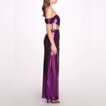 NWT Marchesa Off Shoulder Amethyst Lamé Gown Maxi With Draped Bodice Size 14 NEW Purple Photo 6