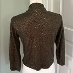 Eileen Fisher  Dark Green Loden Sequin Cropped Cardigan Silk Cotton Size XS Photo 2