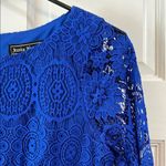 Jessica Howard Cobalt Blue All Over Floral Lace Long Sleeve Mini Dress - Size 6 Photo 3
