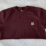 Carhartt Maroon Pocket Tshirt Cropped Photo 0