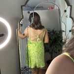 ZARA  Floral Spaghetti Strap Mini Slip Dress Lime Green XL Photo 3