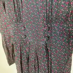 Karin Stevens Vintage  Black Purple Floral Flowy Zip Up Back Dress Petite size 6 Photo 7