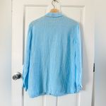 J. Jill Love Linen Sky Blue White Stripe Button Up Shirt Blouse Size M Size M Photo 2