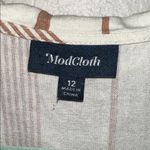 Modcloth Sweet Surprise Faux Wrap Cream and Tan Striped Mini Dress Size 12 Photo 6