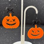 Pumpkin Earrings with Bow – Cute Fall & Halloween Jewelry Orange Photo 2