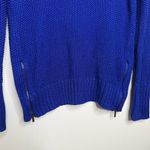 Calvin Klein  Boatneck Sweater Women’s Size M Royal Blue Zipper Detail Nautical Photo 2