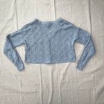 Sincerely Jules | Blue Wavy Knit Cropped Cardigan | Large Photo 1