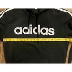 Adidas  Sweatshirt Hoodie Black 3-Stripe‎ Logo Stitched Women's Sz Small EUC Photo 3