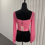 Hello Molly Women’s New Pink Mesh Cropped Long Sleeve Blouse Size Small Photo 2