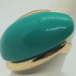 Vintage Retro Teal & Gold Colored Adjustable Ring Blue Photo 3