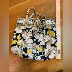 Vera Bradley  Tote Holiday Design Retired Pattern Dogwood Black Yellow White Gray Photo 6