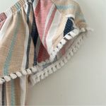 Derek Heart Red Cream Blue Striped Maxi Dress Pom Pom Fringe Ruffle Size Small Photo 7