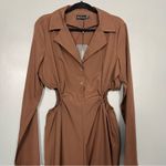 Pretty Little Thing NWT  Button Front Wide Leg Jumpsuit Chocolate Brown Size 12 Photo 3