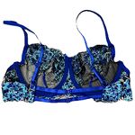 None Blue Black Lace Crochet Strappy Sheer Bralette Underwired M Festival Western Photo 3