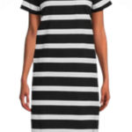 Time and Tru Cotton Black and White Striped Midi Shirt Dress Large Size undefined Photo 0