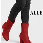 Allegra K  Red Faux Suede Pull On Heeled Boots Women’s Size 10 Photo 1