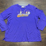 Quacker Factory  Women's 1X Halloween Embroidery with Sequin Top Purple Photo 0