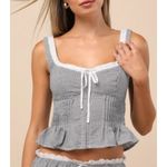 NIA Gingham Top Pleated Size XS Black White Photo 3