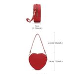 CGYGP Heart Purse Vegan Leather Shoulder Handbag With Wrist Strap Red Photo 6