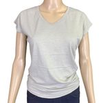 Anvil Womens T Shirt Top Lightweight Capped Sleeve Stretch Casual Beige Small Photo 2
