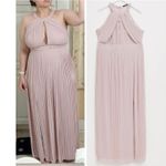 TFNC New Plus Pleated Chiffon Slit Maxi Bridesmaid Dress Pink Mink Size 18 Photo 3