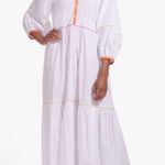 STAUD $345  Demi Dress Womens Large White Poplin Rainbow Tiered Maxi Lined Cotton Photo 0