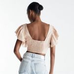 ZARA  Tan Cream Ruffled Crop Blouse Photo 2