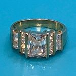 Vintage FAS Yellow Gold & CZ’s Cocktail Ring Stamped Size 8 Photo 2
