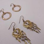 Dress Up Lot Of 3 Costume Earrings Pierced Dangle Drop  Gold Tone Photo 4