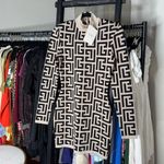 Balmain Ivory & Noir Monogram Shoulder Pad Knit Mini Dress Photo 1