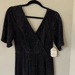 Altar'd State Altar’d State NWT Black Metallic Elegant Short Sleeved Wide Leg Jumpsuit Photo 3