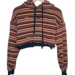 I am gia Cira Striped Cropped Hoodie Pullover Oversized Relaxed Sweatshirt M Photo 0