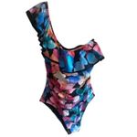 Profile by Gottex Color Rush Black Ruffle‎ One Shoulder One Piece Swimsuit 12 Photo 2