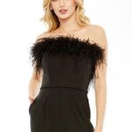 Mac Duggal NEW Size 14 68146 Black Feather Neck Sleeveless Strapless Jumpsuit Photo 2