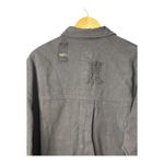 T&C Apparel Black Distressed Denim Jacket Frayed Button Women Size Medium NWOT Photo 9