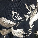 Connected Apparel Dress Floral Embroidered Mesh Jacket Split Front Navy/White 12 Photo 9