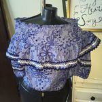 Red Carter smocked Rick rack off the shoulder S flowy ruffle blouse Photo 2