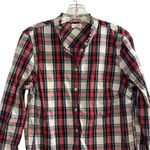 J.Crew Women's M Tartan Plaid Ruffled Collar Button Photo 1
